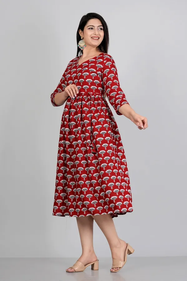 Red_Flower_Printed_Casual_Gown