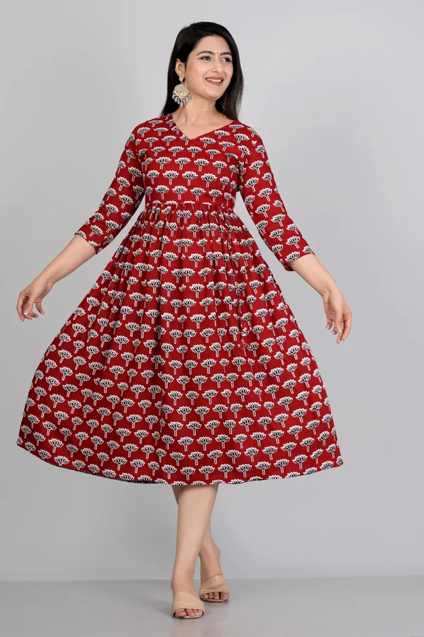 Red_Flower_Printed_Casual_Gown
