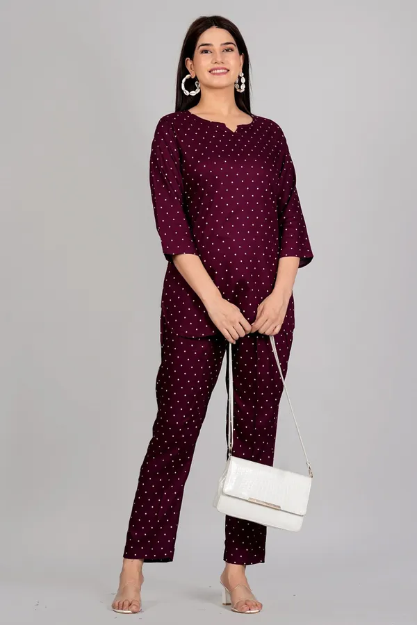 Maroon_Cotton_Dotted_Night_Suit