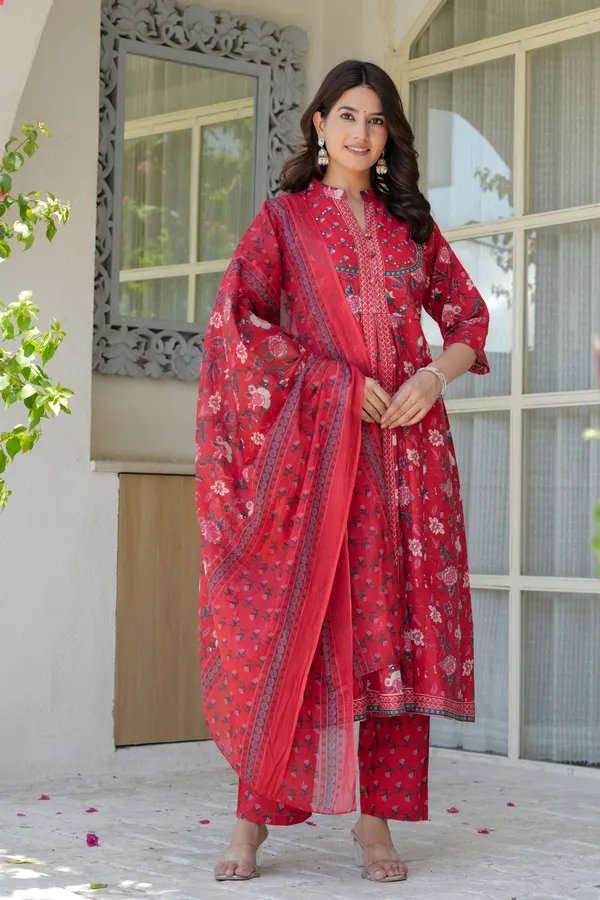 Pink_Flower_Printed_Three_Piece_Suit