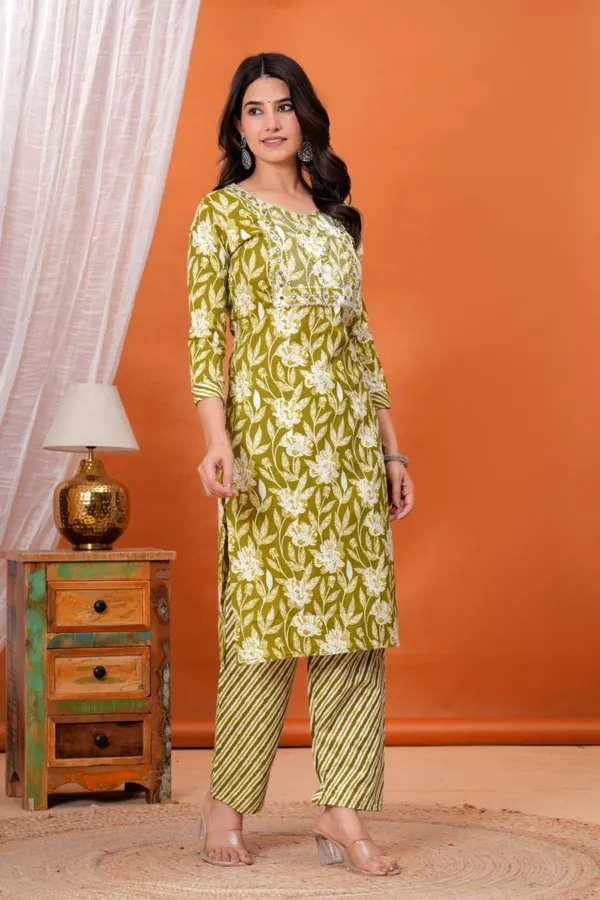 Olive_Midnight_Bloom_Casual_Kurta_Set