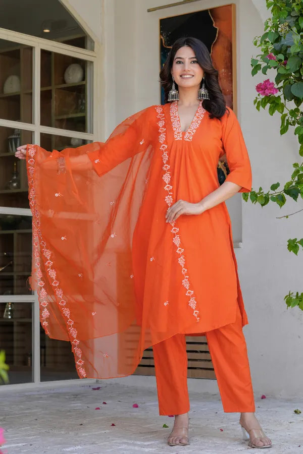Orange_Neck_Embroidered_Kurta_Set