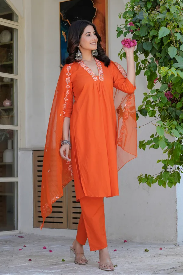 Orange_Neck_Embroidered_Kurta_Set