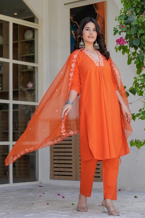 Orange_Neck_Embroidered_Kurta_Set