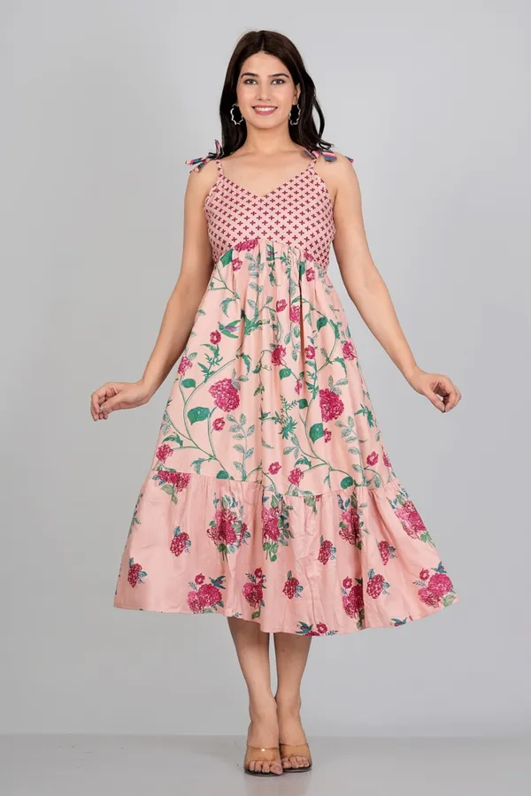 Pink_Cotton_Shoulder_Strap_Sleeveless_Casual_Gown