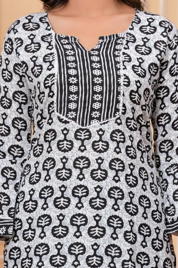 Black_&_White_Cotton_Tribal_Block_Kurta_Set