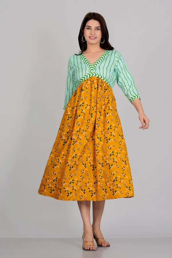 Green_&_Yellow_Two_Shade_Aliya_Cut_Casual_Gown