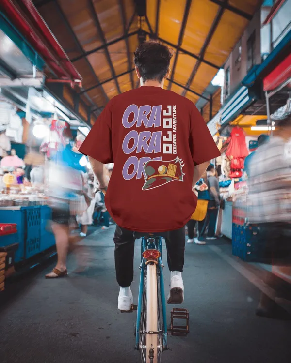 Maroon_Pure_Cotton_Graphic_Print_OverSize_T-Shirt_For_Men