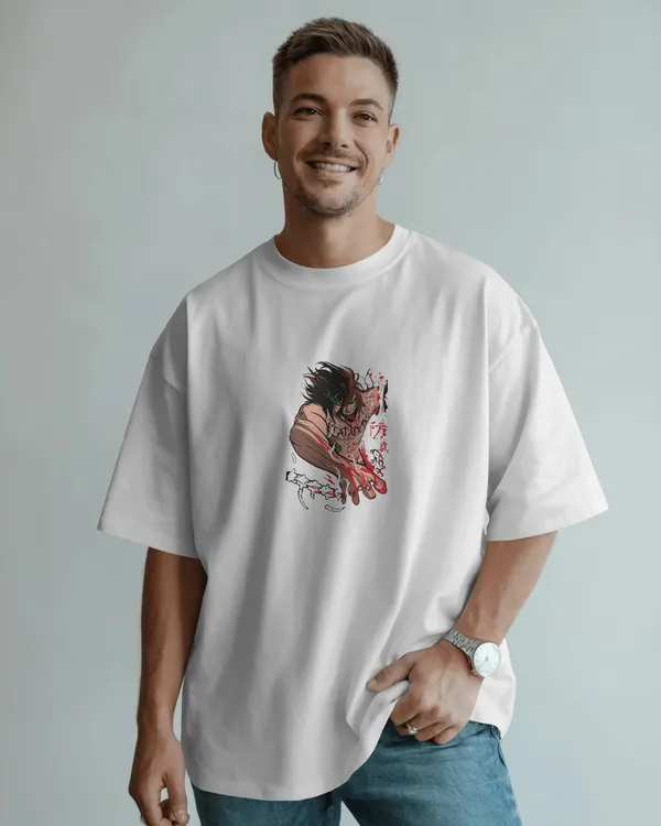 White_Pure_Cotton_Graphic_Print_OverSize_T-Shirt_For_Men