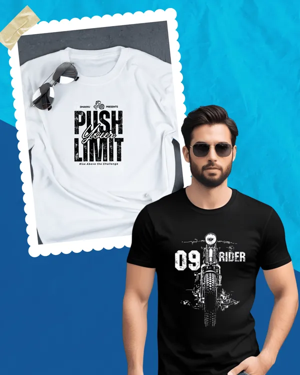 Combo_of_2_Black_and_White_Pure_Cotton_Graphic_Print_Round_Neck_T-Shirt_For_Men