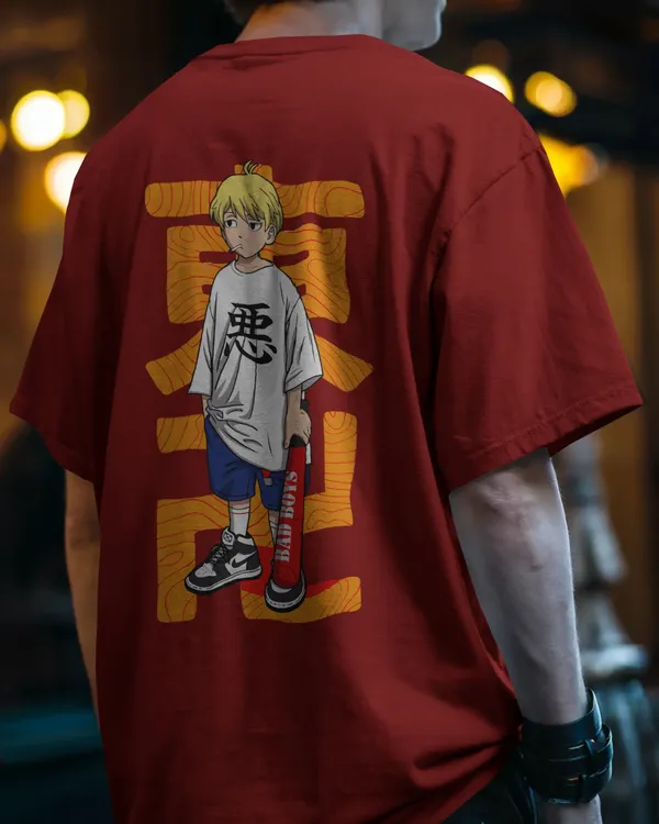 Maroon_Pure_Cotton_Graphic_Print_OverSize_T-Shirt_For_Men