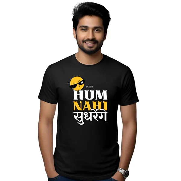 Black_Cotton_Regular_Fit_Short_Sleeve_Round_Neck_T-Shirt_For_Men
