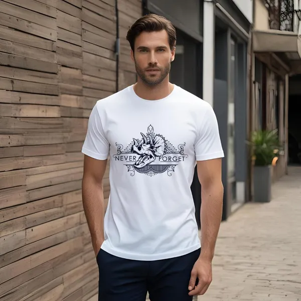 White_Pure_Cotton_Graphic_Print_Round_Neck_T-Shirt_For_Men