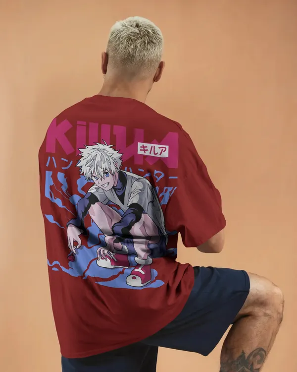 Maroon_Pure_Cotton_Graphic_Print_OverSize_T-Shirt_For_Men