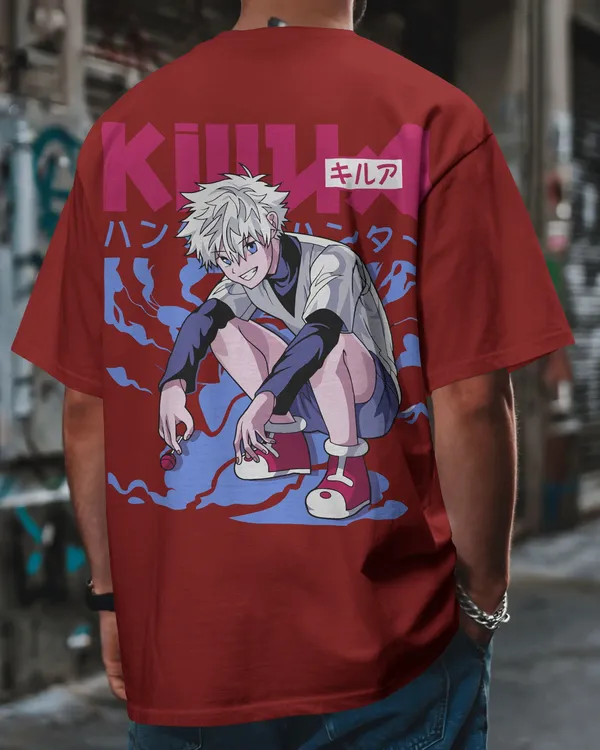 Maroon_Pure_Cotton_Graphic_Print_OverSize_T-Shirt_For_Men