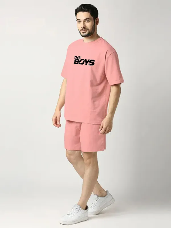 Peach_Stylish_Tye-Dye_Oversize_T-Shirt_And_Shorts_For_Men