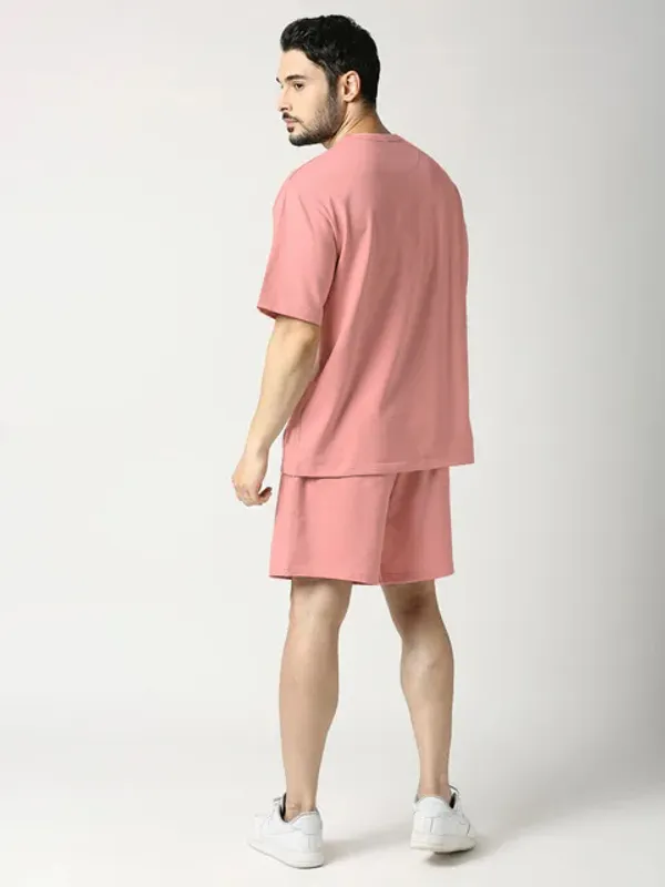 Peach_Stylish_Tye-Dye_Oversize_T-Shirt_And_Shorts_For_Men