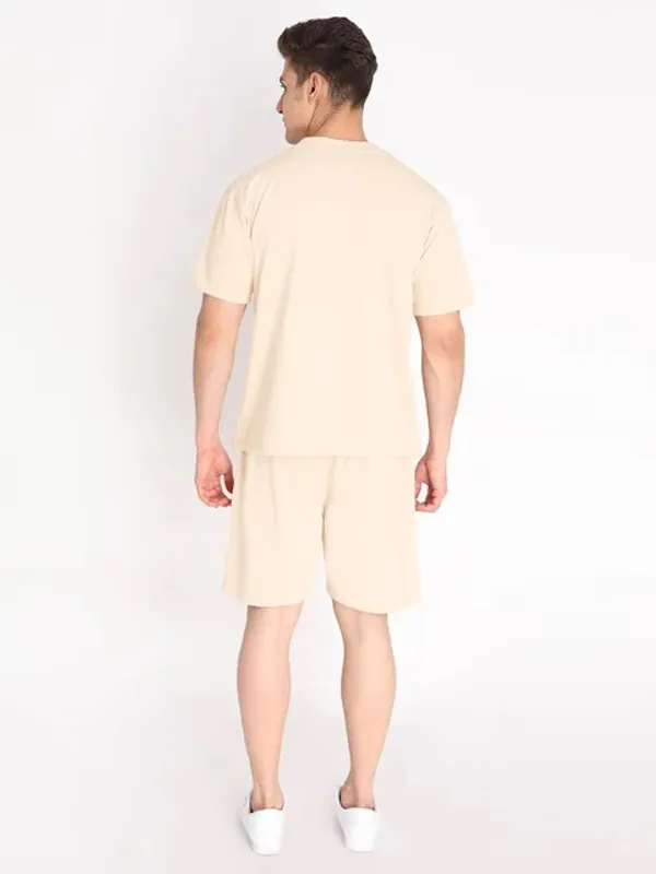 Cream_Stylish_Tye-Dye_Oversize_T-Shirt_And_Shorts_For_Men