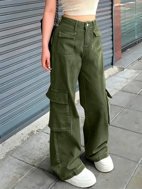 Green_Straight_Fit_Green_Cargo_Jeans_For_Woman