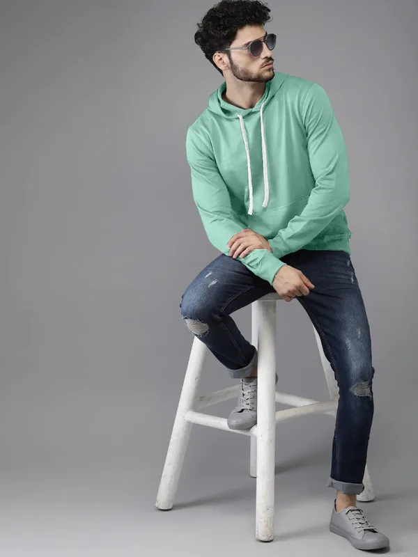 Sea_Green_Stylish_Plain_Hoodie_For_Men