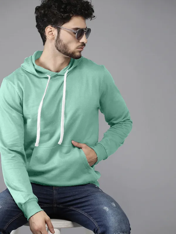Sea_Green_Stylish_Plain_Hoodie_For_Men