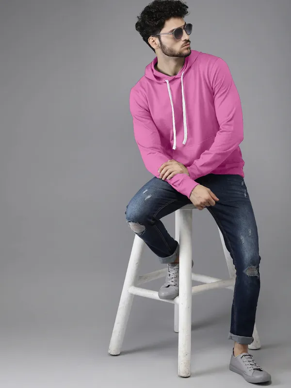 Dpink_Stylish_Plain_Hoodie_For_Men