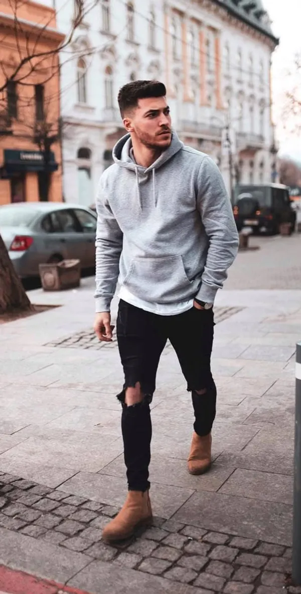 Grey_Stylish_Plain_Hoodie_For_Men