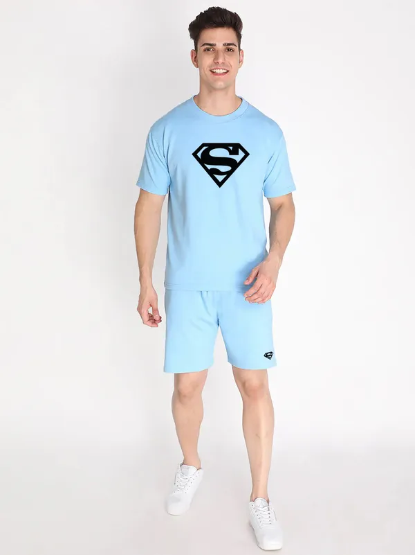Sky_Blue_Stylish_Tye-Dye_Oversize_T-Shirt_And_Shorts_For_Men