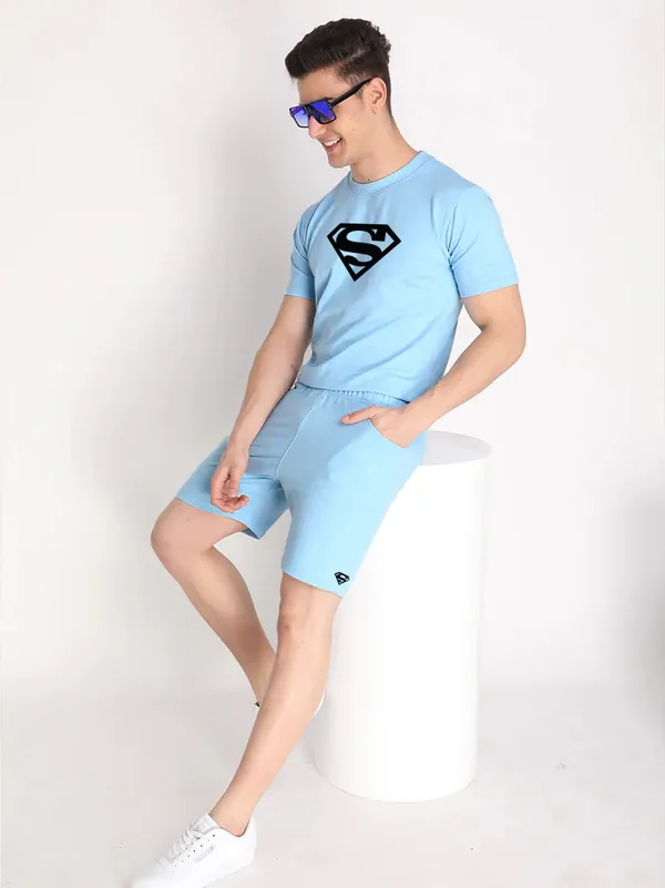 Sky_Blue_Stylish_Tye-Dye_Oversize_T-Shirt_And_Shorts_For_Men