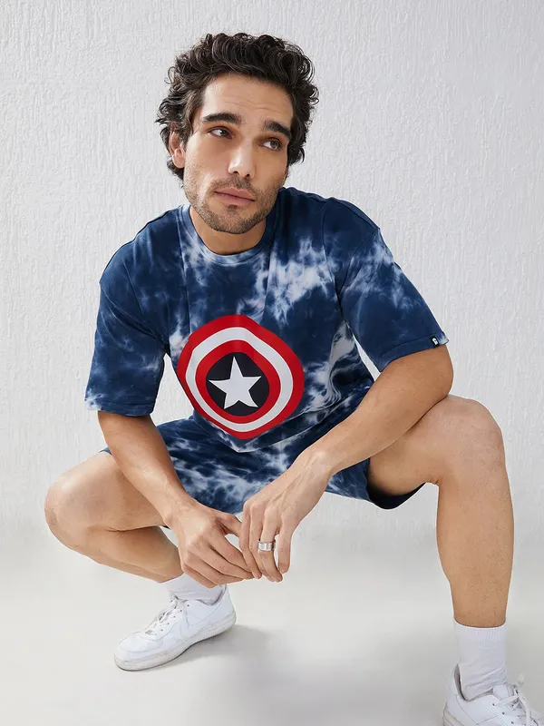 Blue_Stylish_Tye-Dye_Oversize_T-Shirt_And_Shorts_For_Men