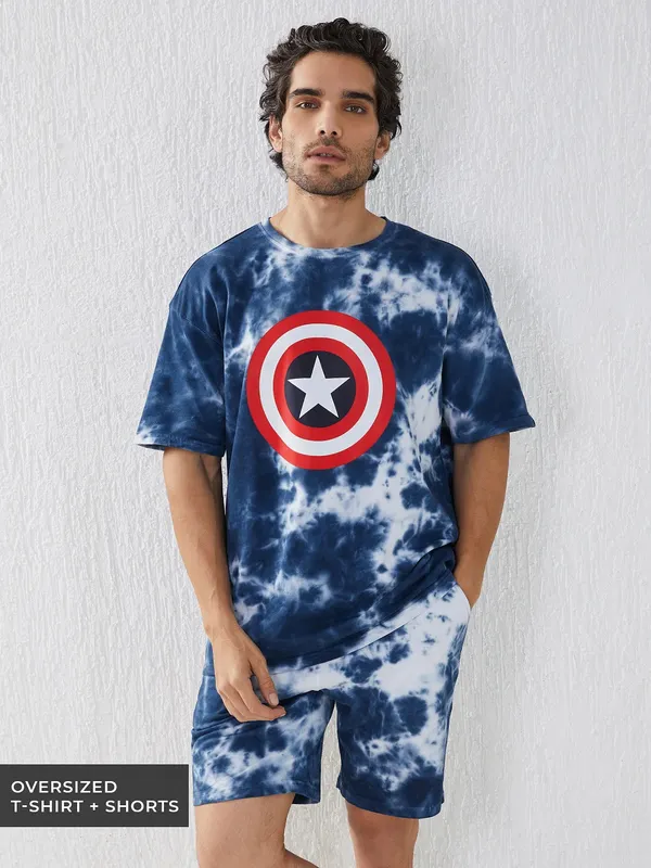 Blue_Stylish_Tye-Dye_Oversize_T-Shirt_And_Shorts_For_Men
