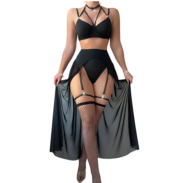 Crafted_To_Adore_Every_Detail_With_Sheer_Lace_Luxury_Pajama_Set_Black
