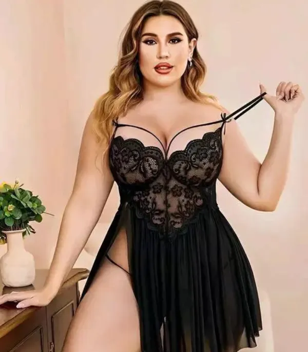 Adore_Your_Elegance_And_Beauty_With_French_Lace_&_Mesh_Babydoll_Nightwear