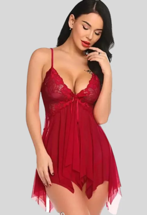 Adore_Red_Lace_Mini_Babydoll_Nightwear