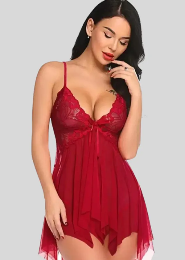 Adore_Red_Lace_Mini_Babydoll_Nightwear