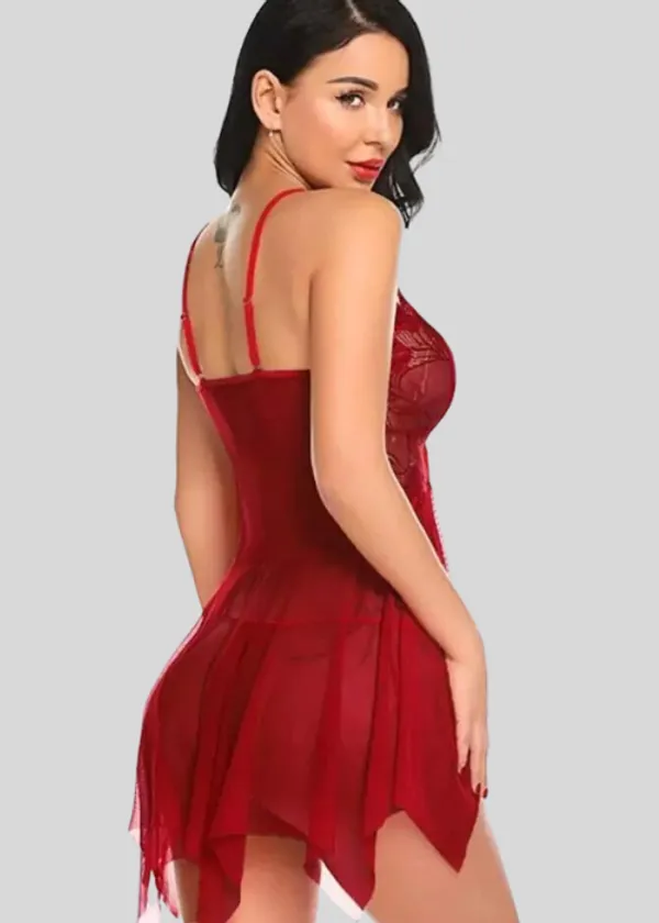 Adore_Red_Lace_Mini_Babydoll_Nightwear