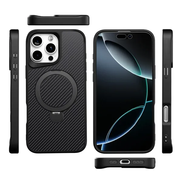 Black_&_Gray_Carbon_Fiber_Magsafe_Case_With_Kickstand_For_Iphone_17