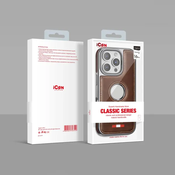 Gray_&_Black_&_Blue_&_Brown_Icon_Luxurious_Classic_Series_Handmade_Work_Case_For_Iphone_15_Grey_Artificial_Leather_With_Logo_Cutout