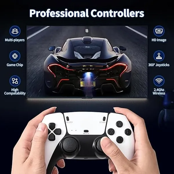 White_Retro_4K_Wireless_Game_Console_Plug_&_Play_Hdmi_Stick_With_20,000+_Built-In_Games_2.4G_Dual_Wireless_Controllers_(64Gb