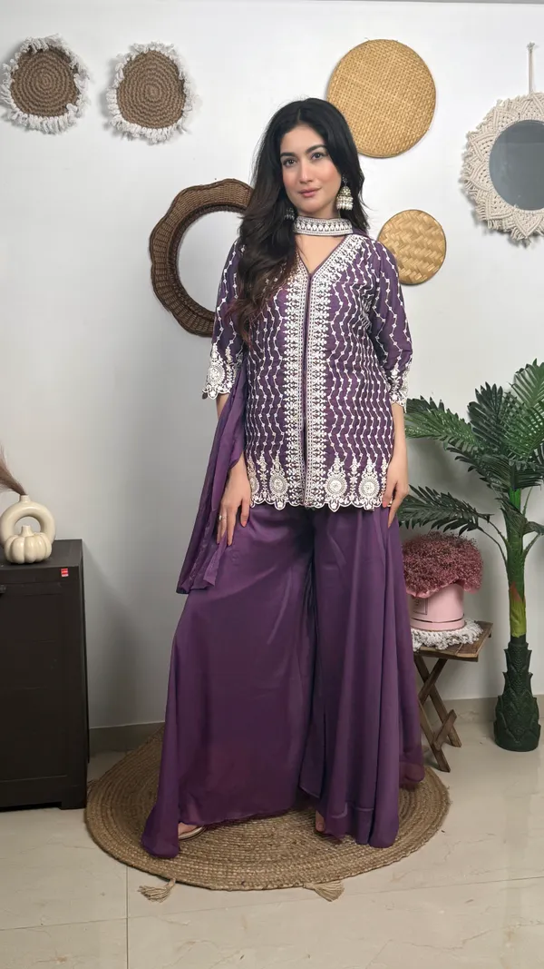 Dark_Purple_Ethnic_Embroidered_Kurta_Palazzo_Set_With_Dupatta