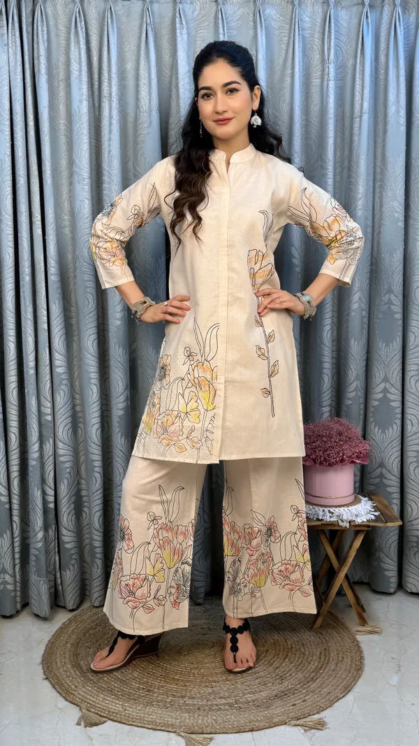 Beige_Floral_Embroidered_Cotton_Kurta_Palazzo_Set_For_Women