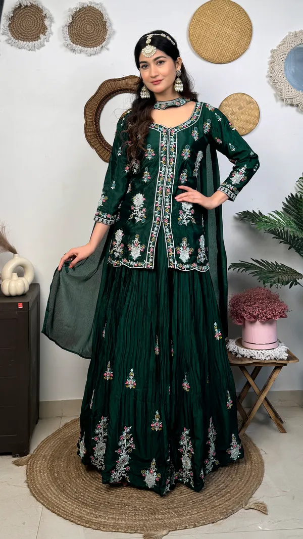 Dark_Green_Embroidered_Gharara_Suit_Set