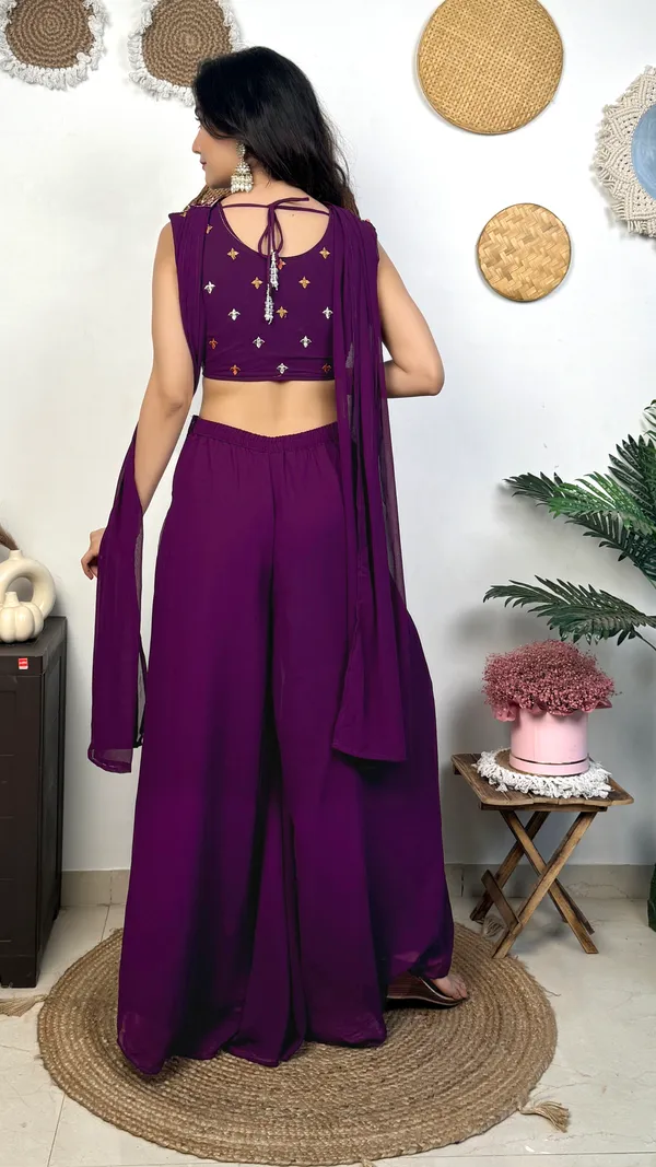 Dark_Purple_Embellished_Crop_Top_With_Palazzo_Pants_Set
