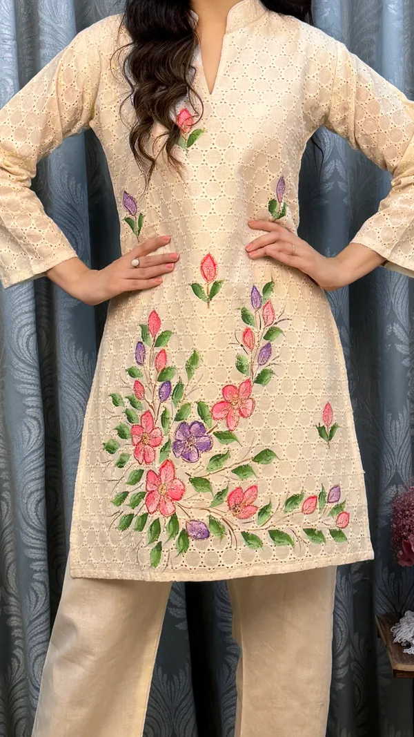 Beige_Embroidered_Floral_Kurta_With_Golden_Sequin_Work