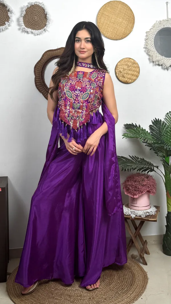Dark_Purple_Embroidered_Ethnic_Lehenga_Set_With_Tassel_Details