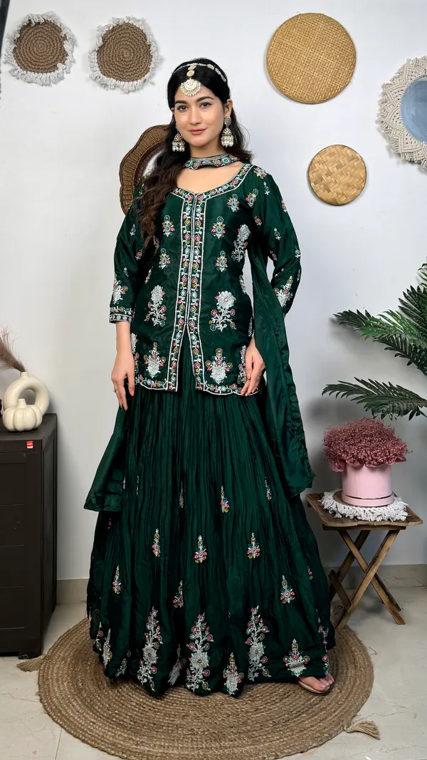Dark_Green_Embroidered_Gharara_Suit_Set
