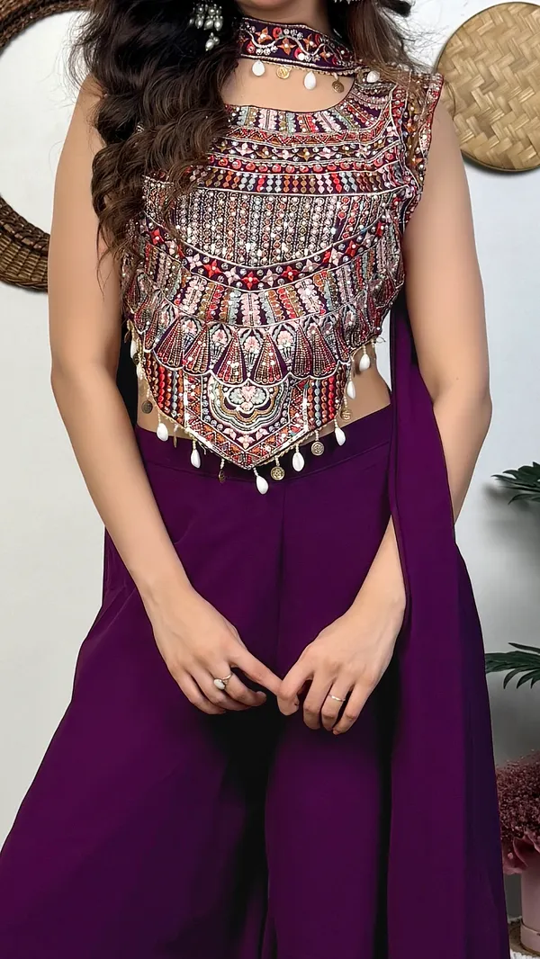 Dark_Purple_Embellished_Crop_Top_With_Palazzo_Pants_Set