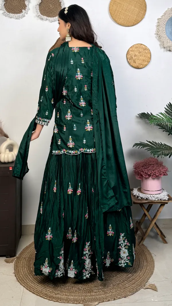 Dark_Green_Embroidered_Gharara_Suit_Set