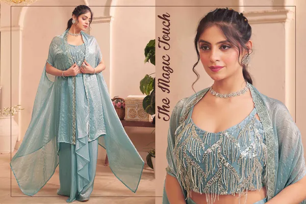 Light_Green_Jacket_Set_With_Asymmetric_Drape_And_Dhoti_Pants
