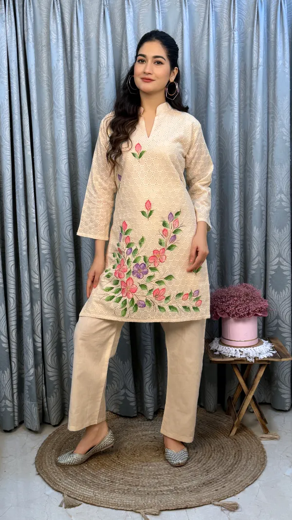 Beige_Embroidered_Floral_Kurta_With_Golden_Sequin_Work